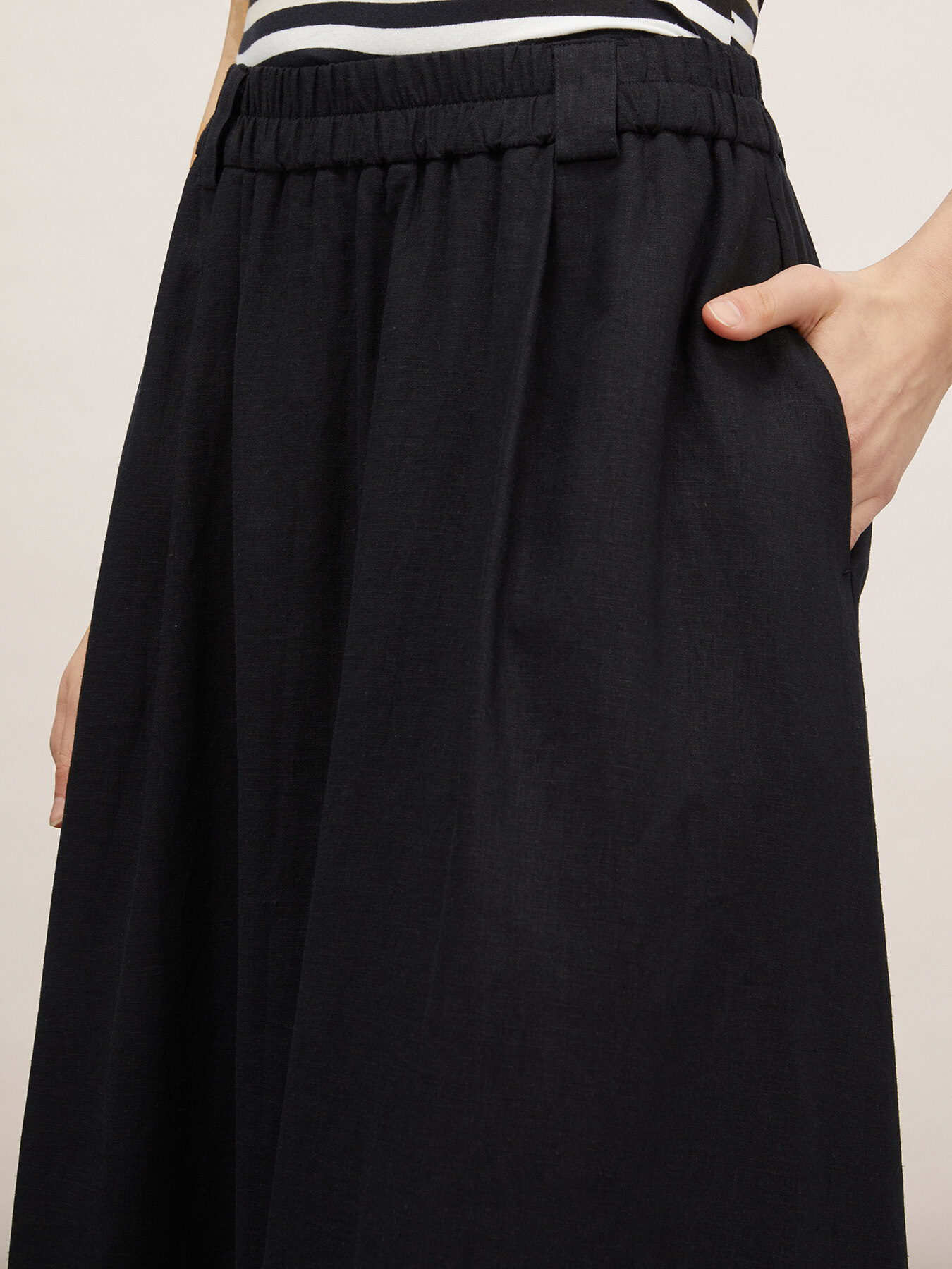 Linen-blend long circle skirt image number 2