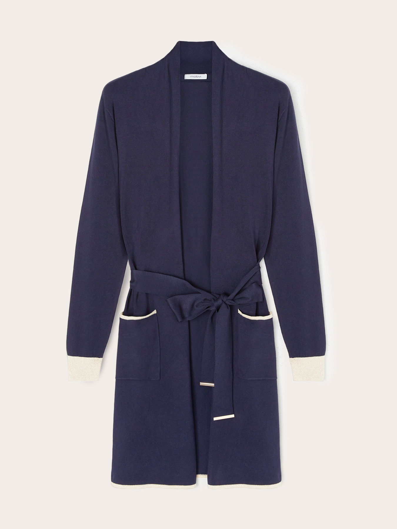 Long cardigan with belt image number 4