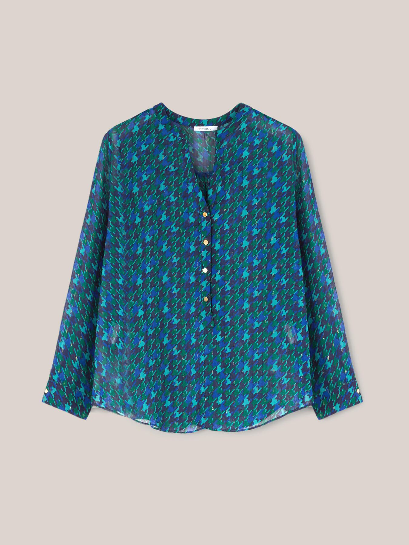 Weich fallende Bluse mit Hahnentrittmuster image number 3