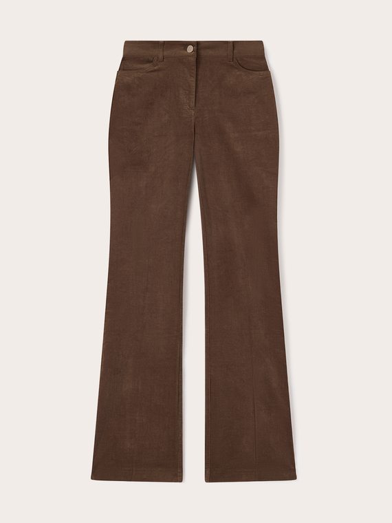 Pantalon &eacute;vas&eacute; en velours c&ocirc;tel&eacute;
