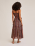 Long oversized lurex striped dress with ethnic pattern image number 1
