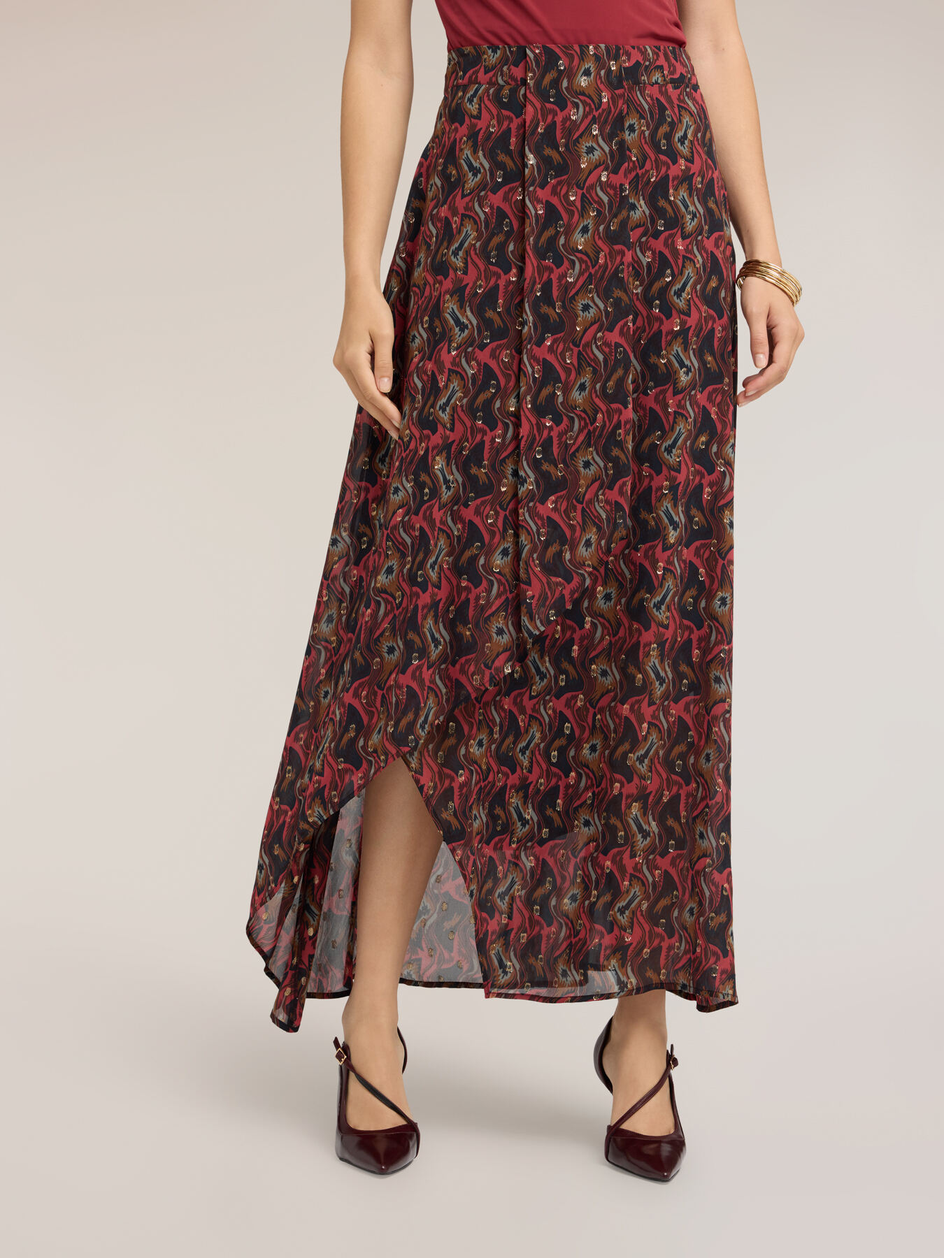 Printed georgette maxi skirt image number 2