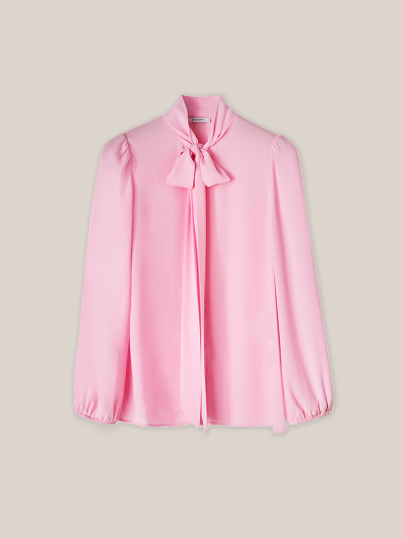 Camicia con fiocco tinta unita image number 3