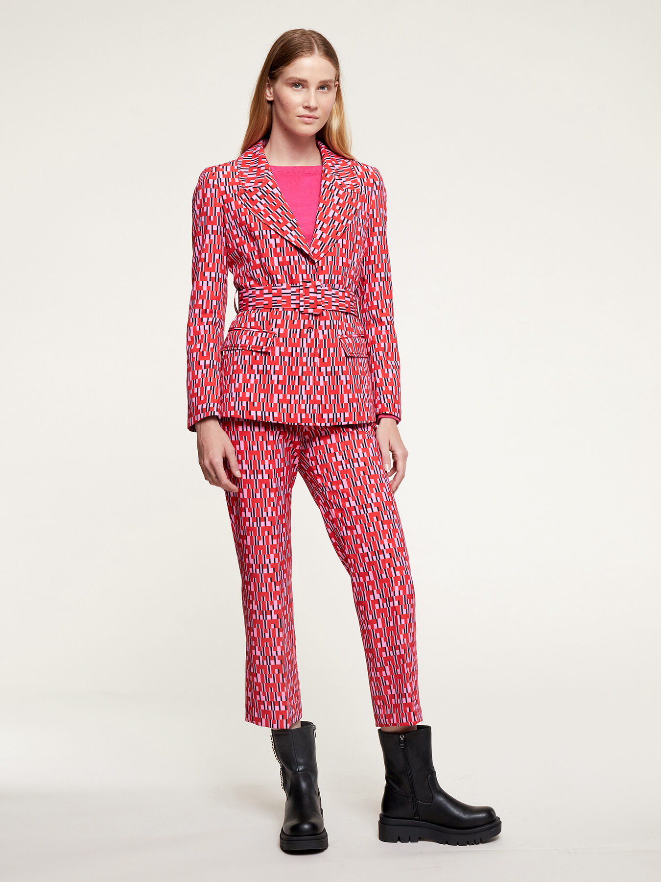 Geometric print cropped trousers image number 0