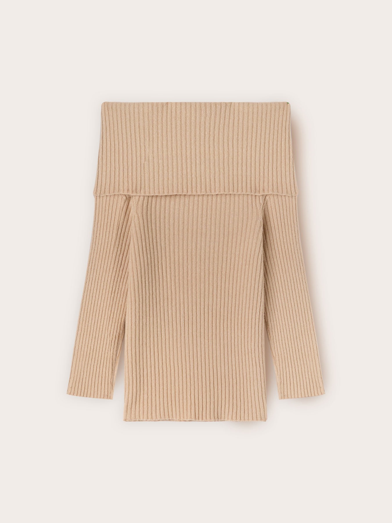 Schulterfreies Rippenstrick-Oberteil aus Viskose image number 4