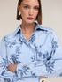 Oversized striped shirt with floral print image number 4