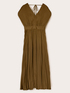 Long pleated satin dress image number 4