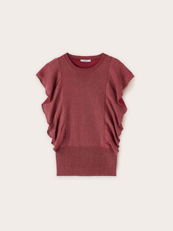 Pull en lurex avec volants latéraux