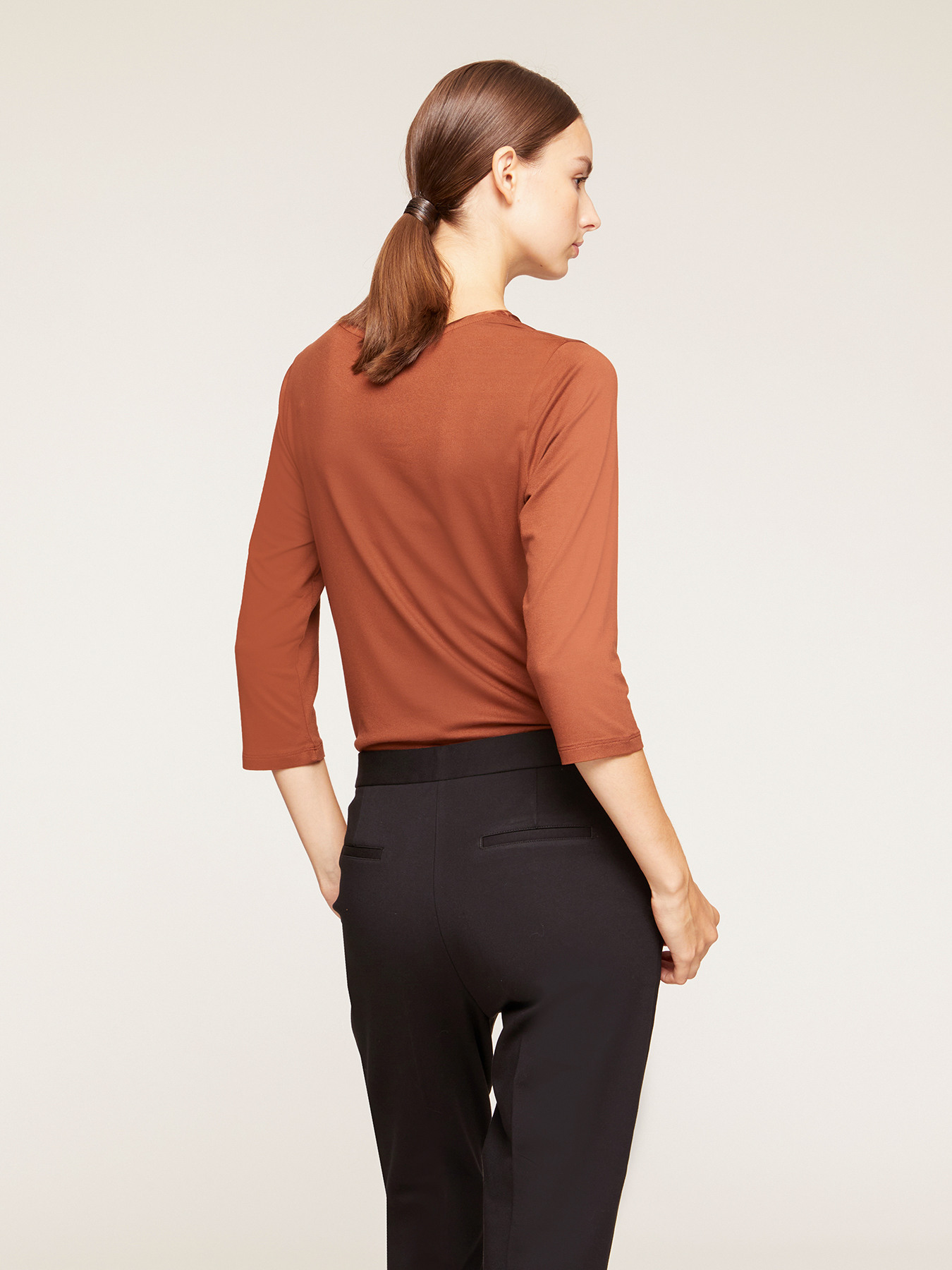 T-shirt bimaterica maniche tre quarti image number 1