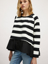 Striped oversized sweatshirt with flounce image number 2