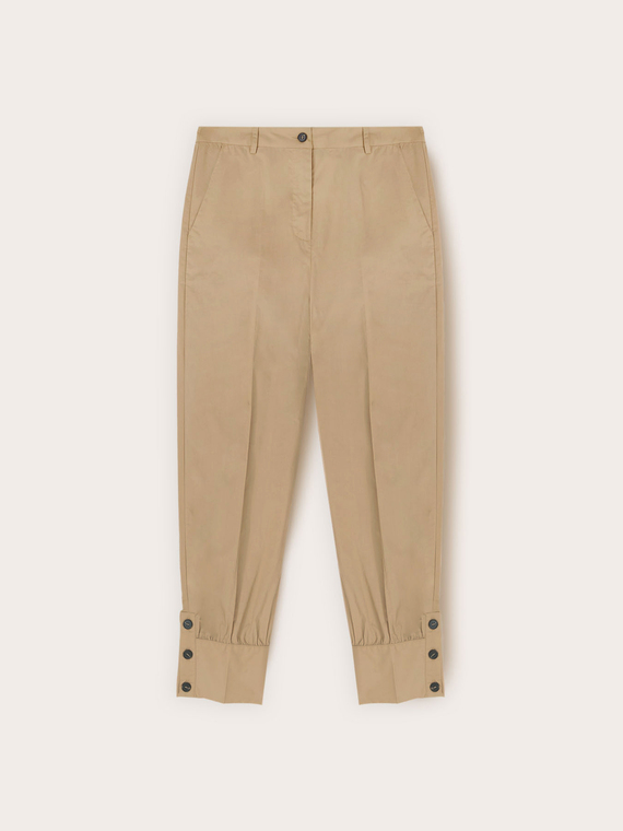Pants with cuff in poplin