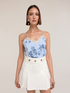 Striped top with lace and floral print image number 2
