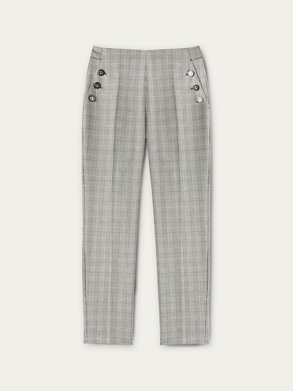 Glen plaid patterned regular trousers