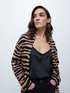 Long zebra pattern cardigan image number 2