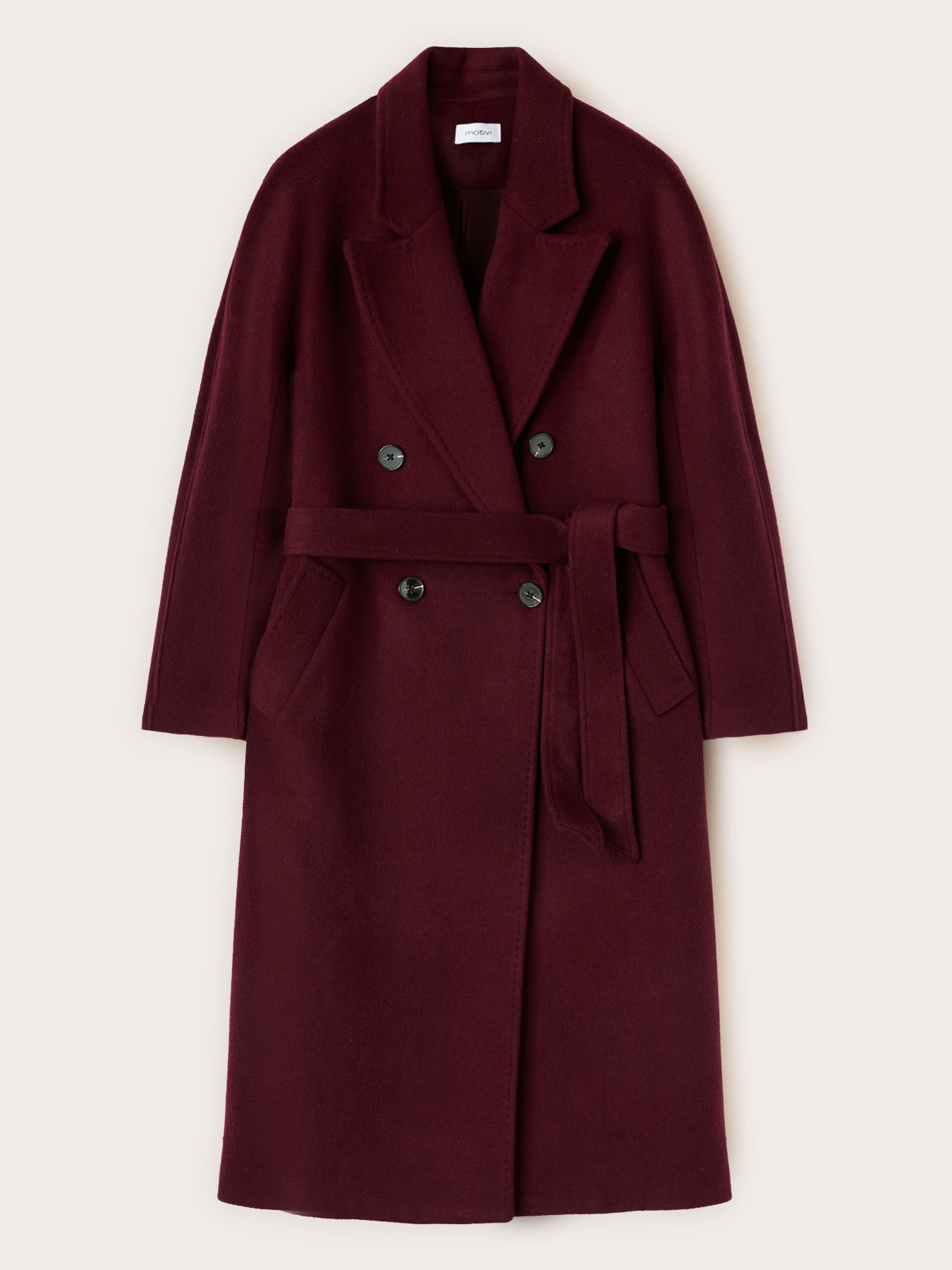 Manteau crois&eacute; en drap de laine m&eacute;lang&eacute;e image number 4