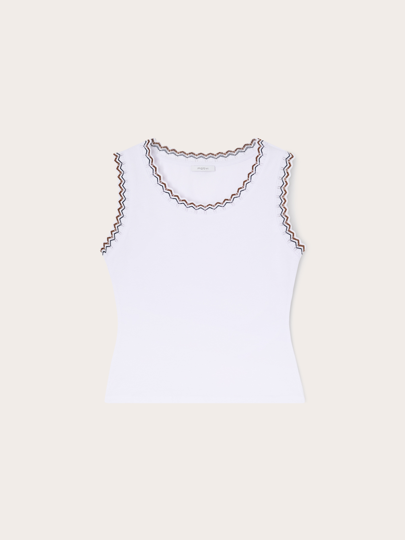 Jersey top with knit trim image number 4