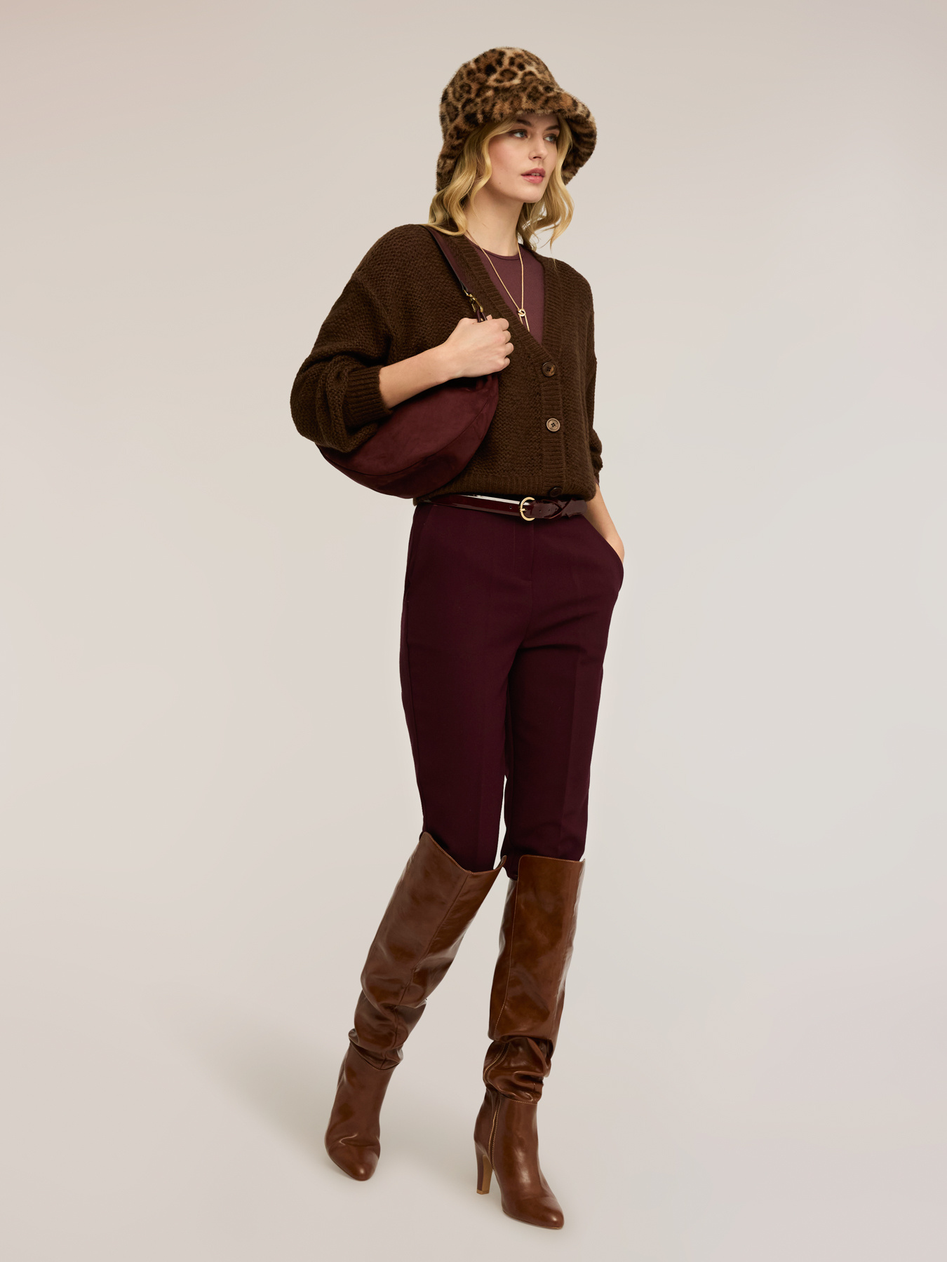 Perforated knit mohair blend cardigan image number 3