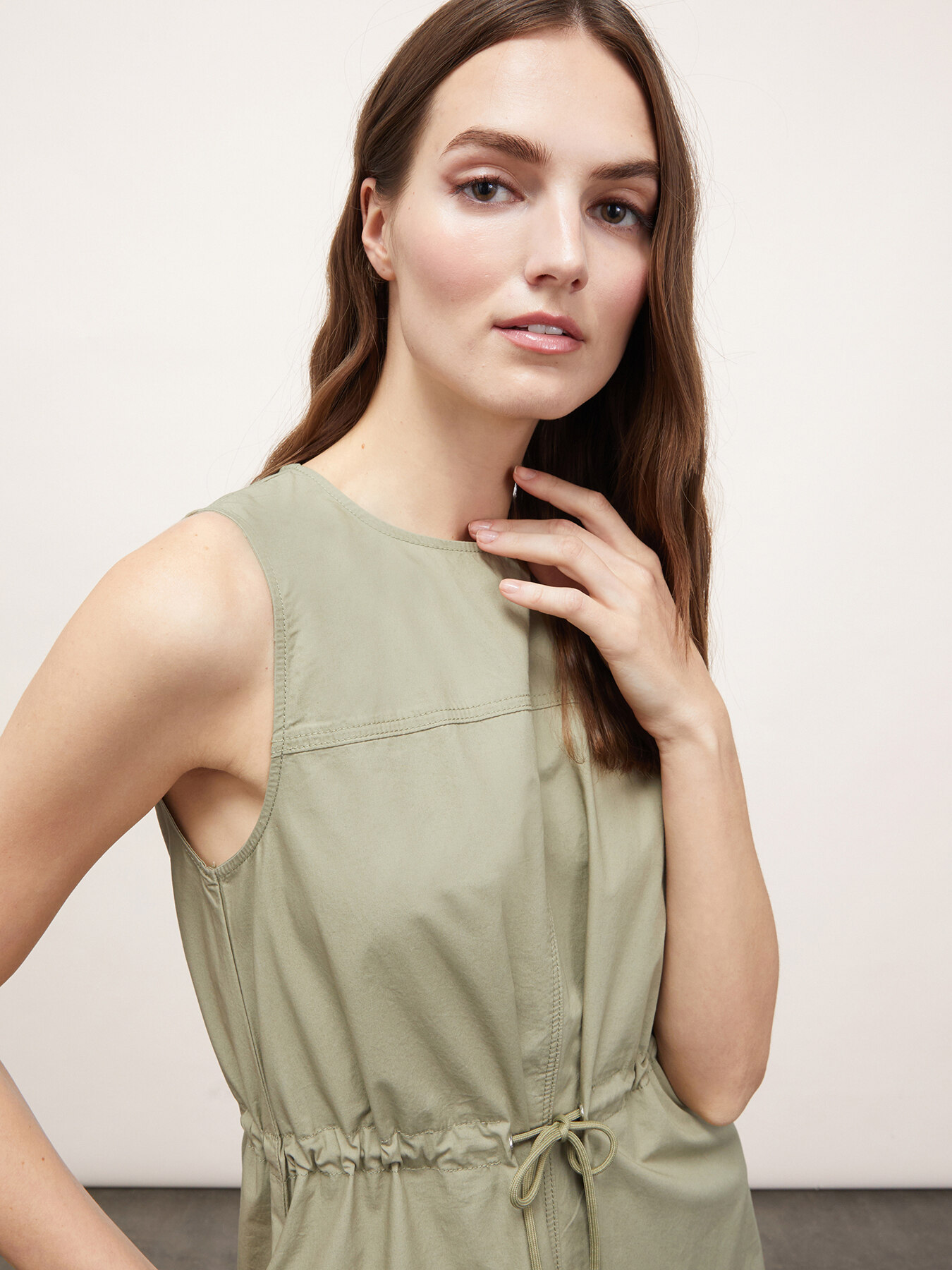 Rochie midi din bumbac cu cordon image number 2