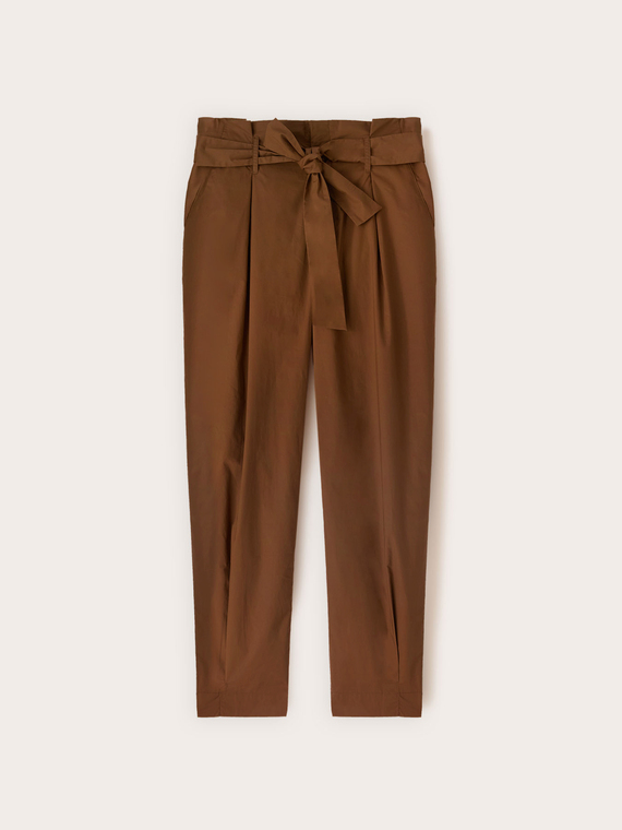 Hose aus Popeline mit Paper-Bag-Bund