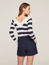 Striped V-neck sweater image number 1