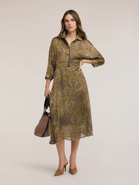 Hemdblusenkleid aus Satin mit Print