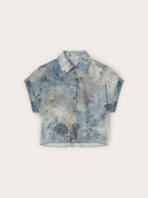 Camisa cropped de muselina de algod&oacute;n