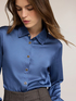Viscose satin shirt with metal buttons image number 3