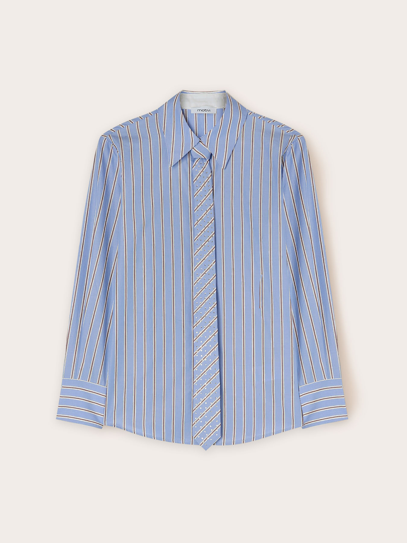 Camicia a righe con cravatta strass image number 4
