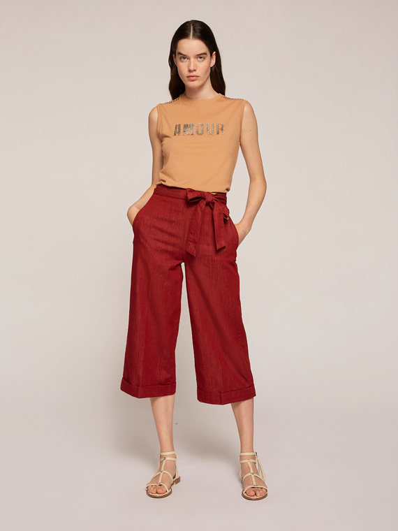 Motivi Pantaloni cropped in canvas Donna