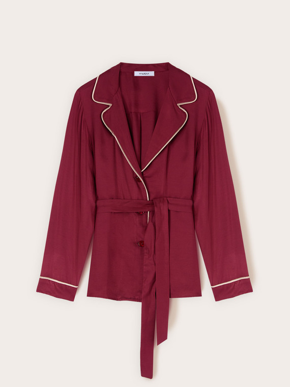 Chemise en twill de viscose avec d&eacute;tails contrastants