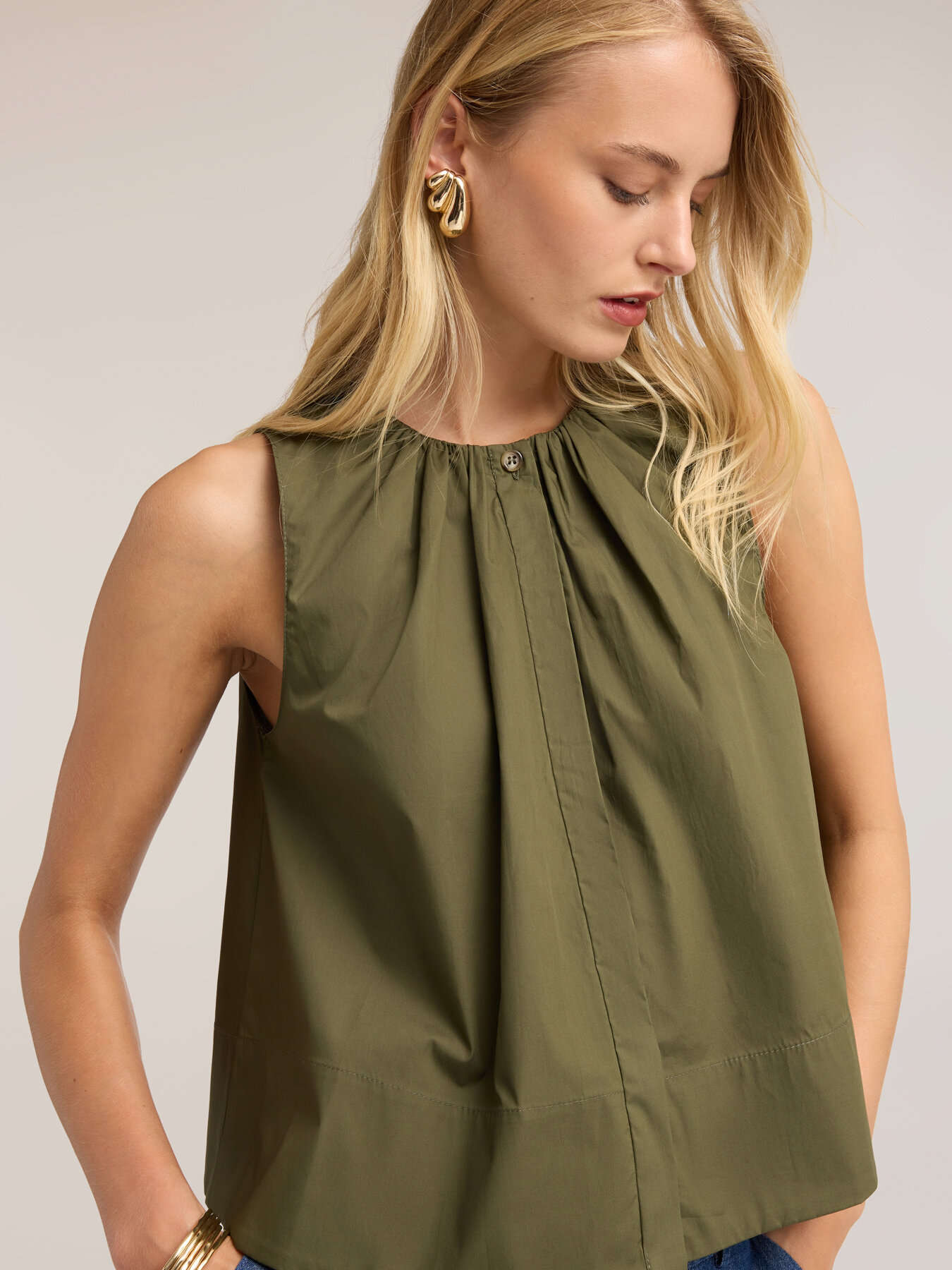 Poplin blouse with draping image number 3