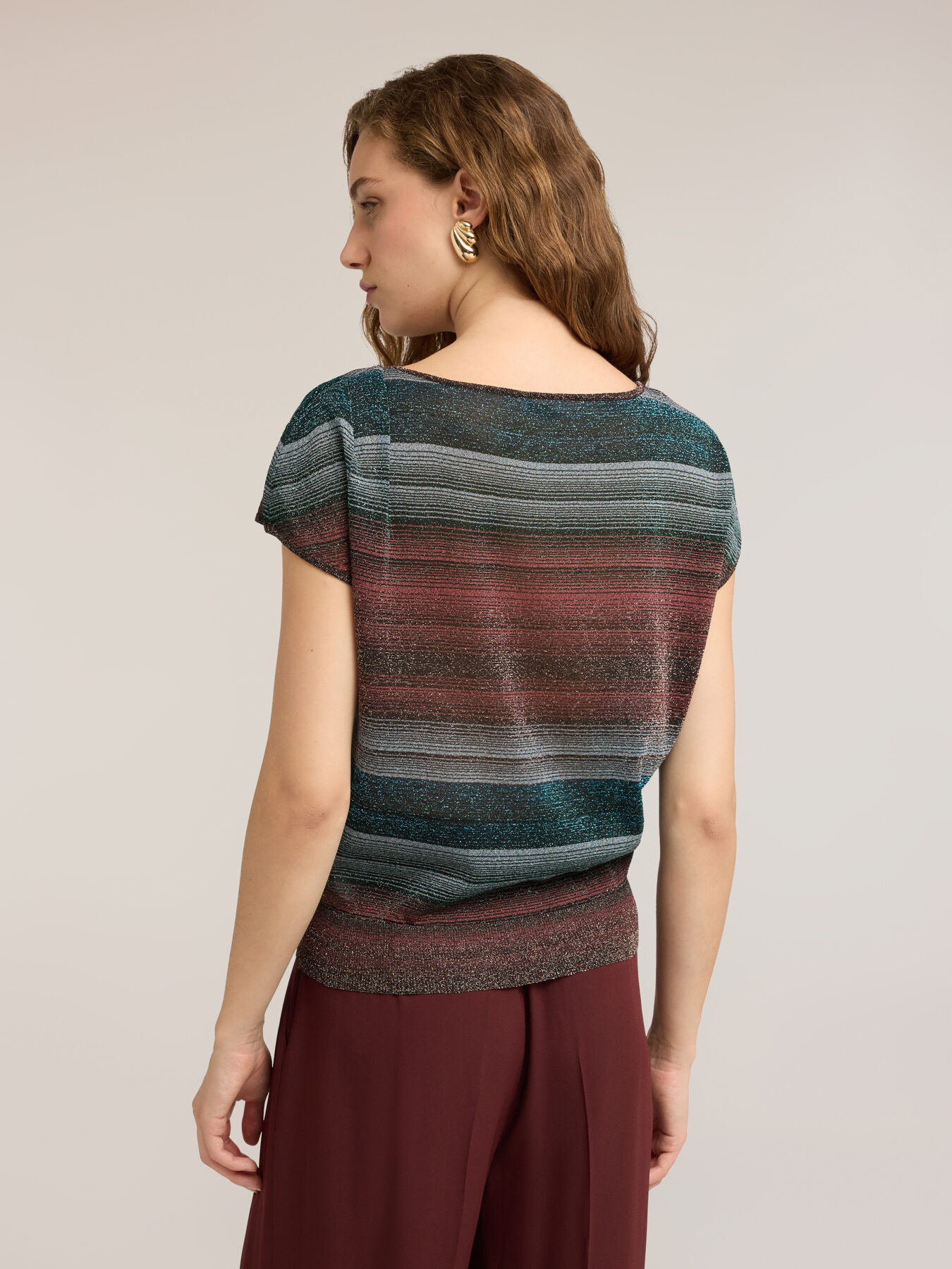 Feiner Streifenpullover aus Lurex-Mischgarn image number 1