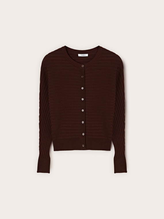 Horizontal ribbed knit cardigan