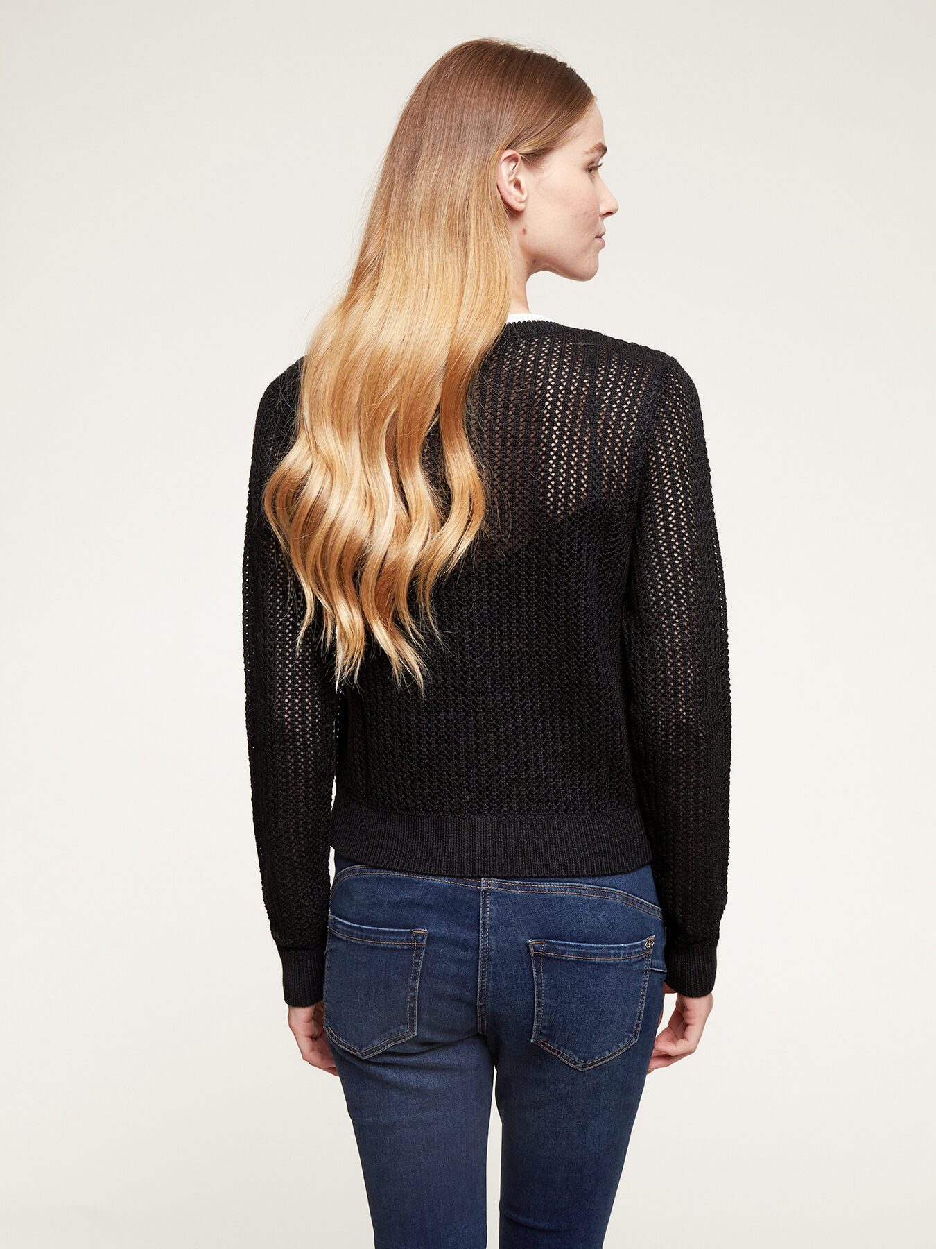 Cardigan ajour&eacute; avec bords contrastants image number 1