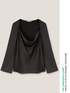 Satin blouse with draped collar image number 3