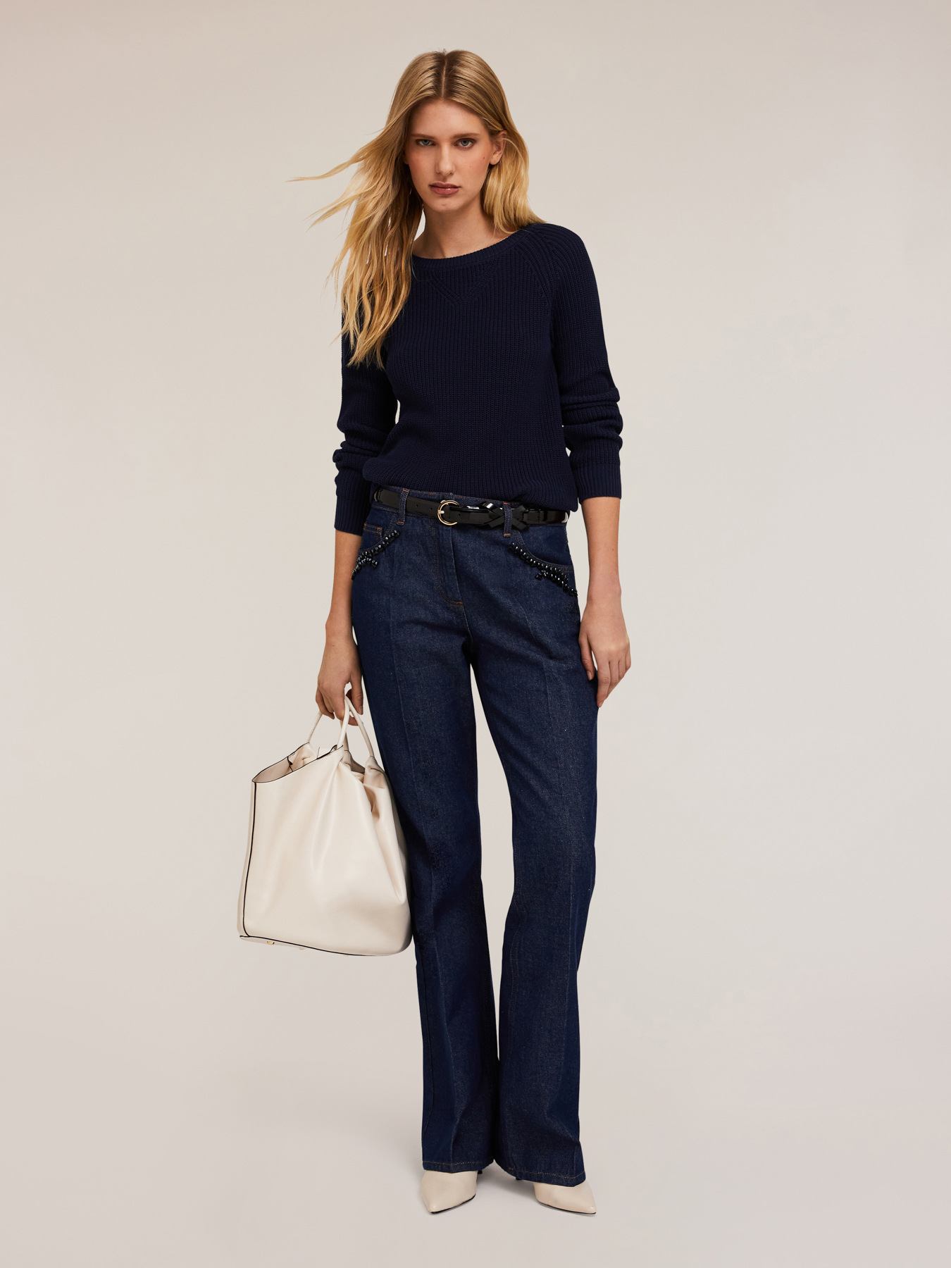Pull-over col rond en coton image number 0