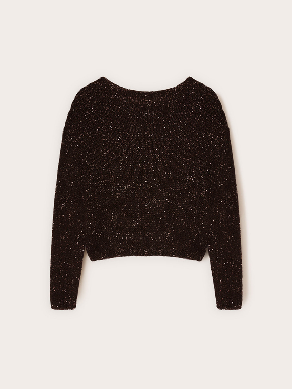 Cropped Pullover mit Pailletten
