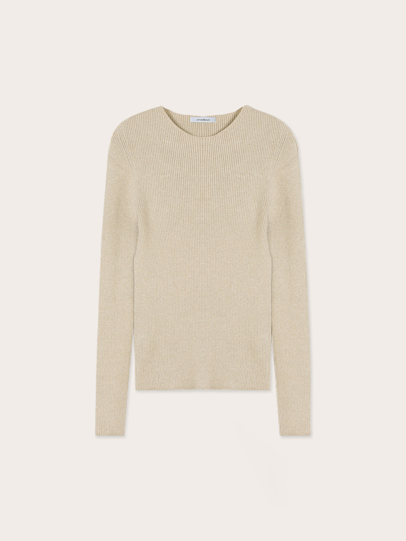 Pull c&ocirc;tel&eacute; en tricot fin lurex