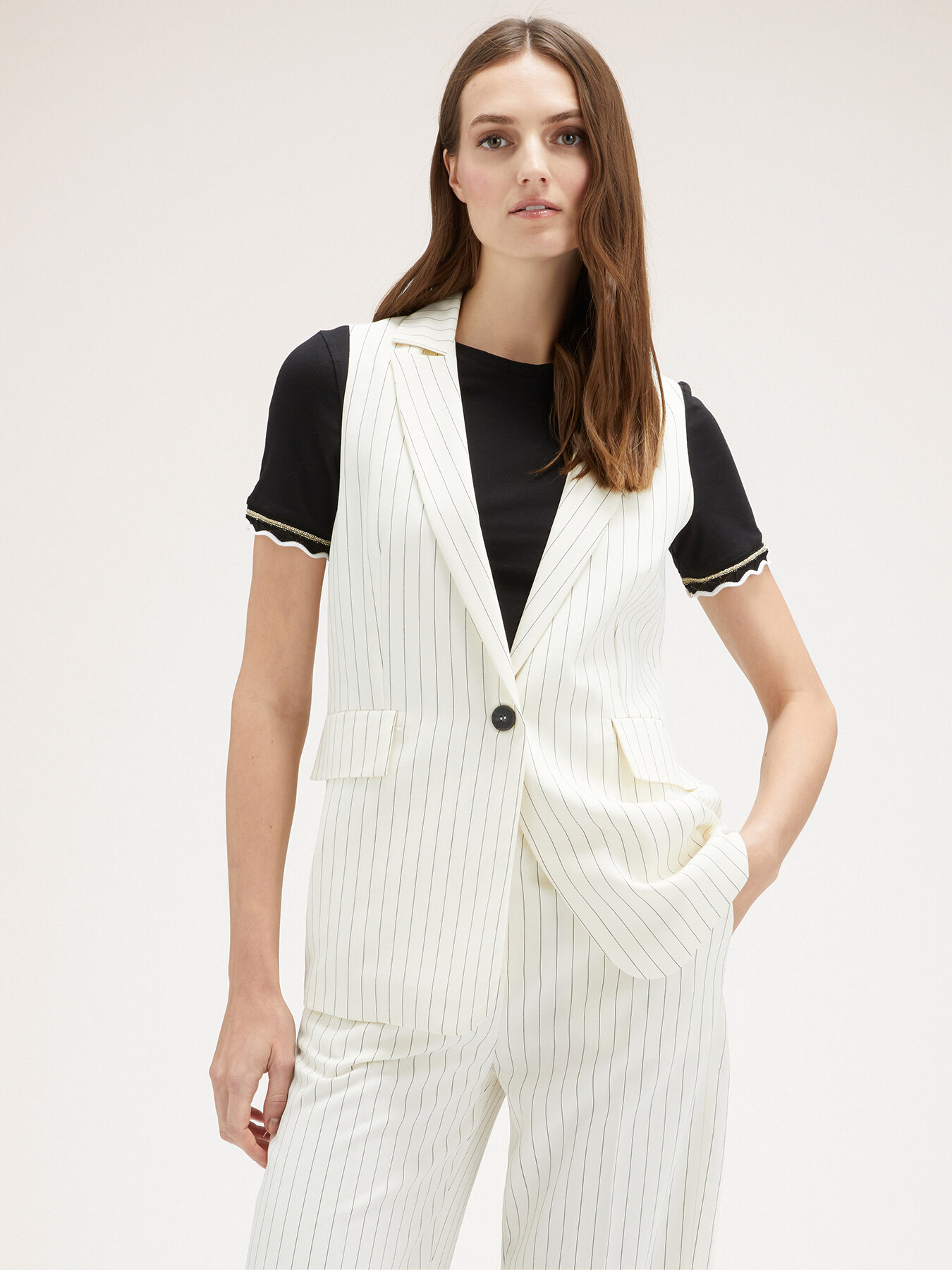 Striped long flowing waistcoat image number 0