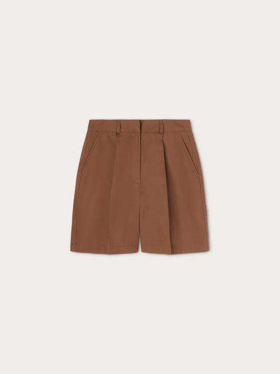 Poplin bermuda shorts with pleats
