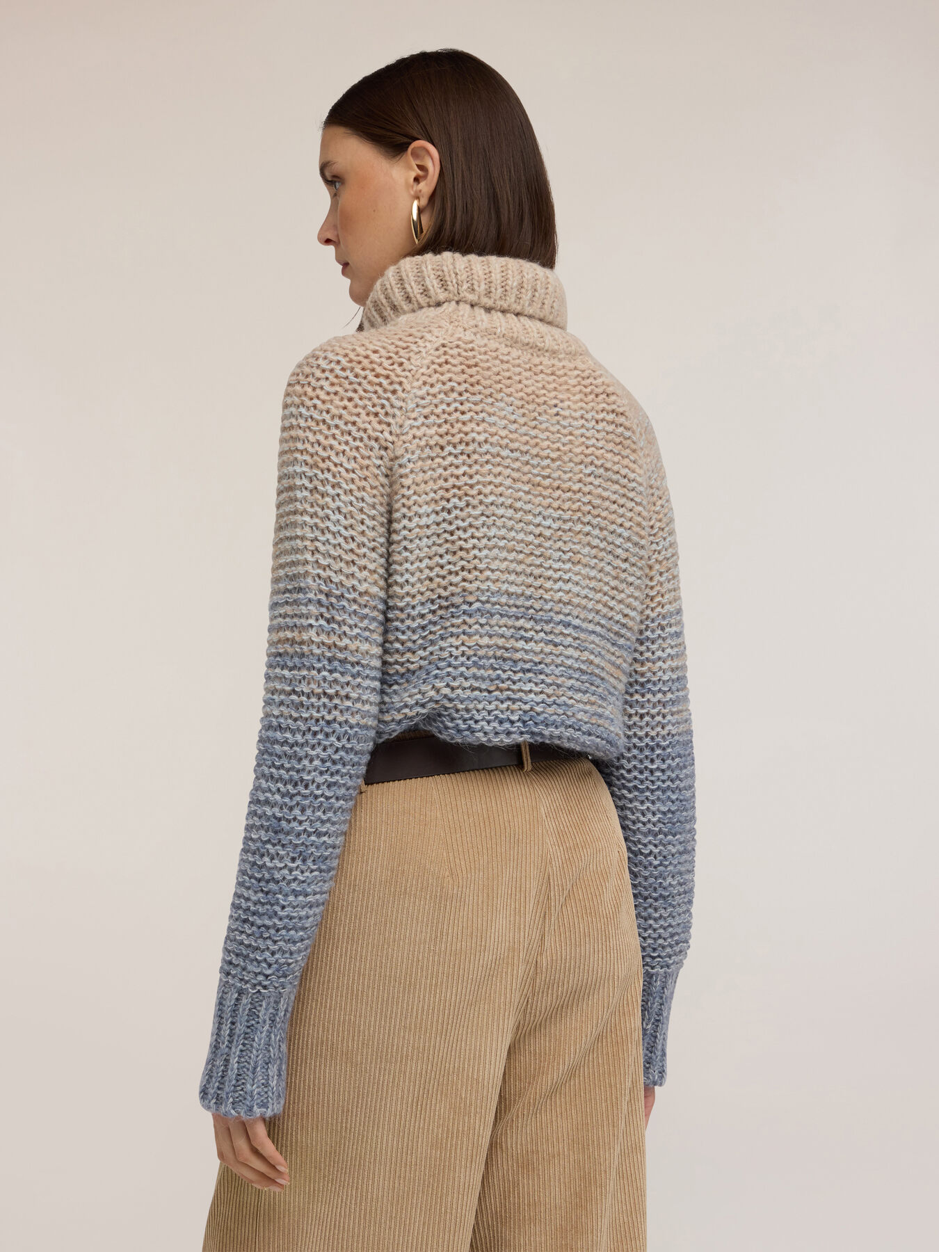 Wool blend cable knit jumper with gradient pattern image number 1