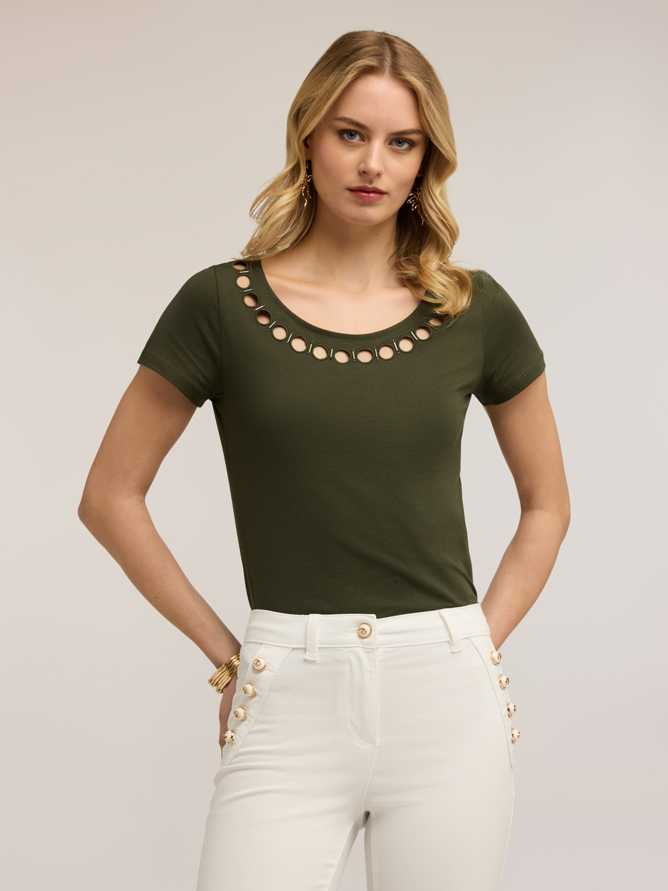 T-shirt with cut-out details image number 0