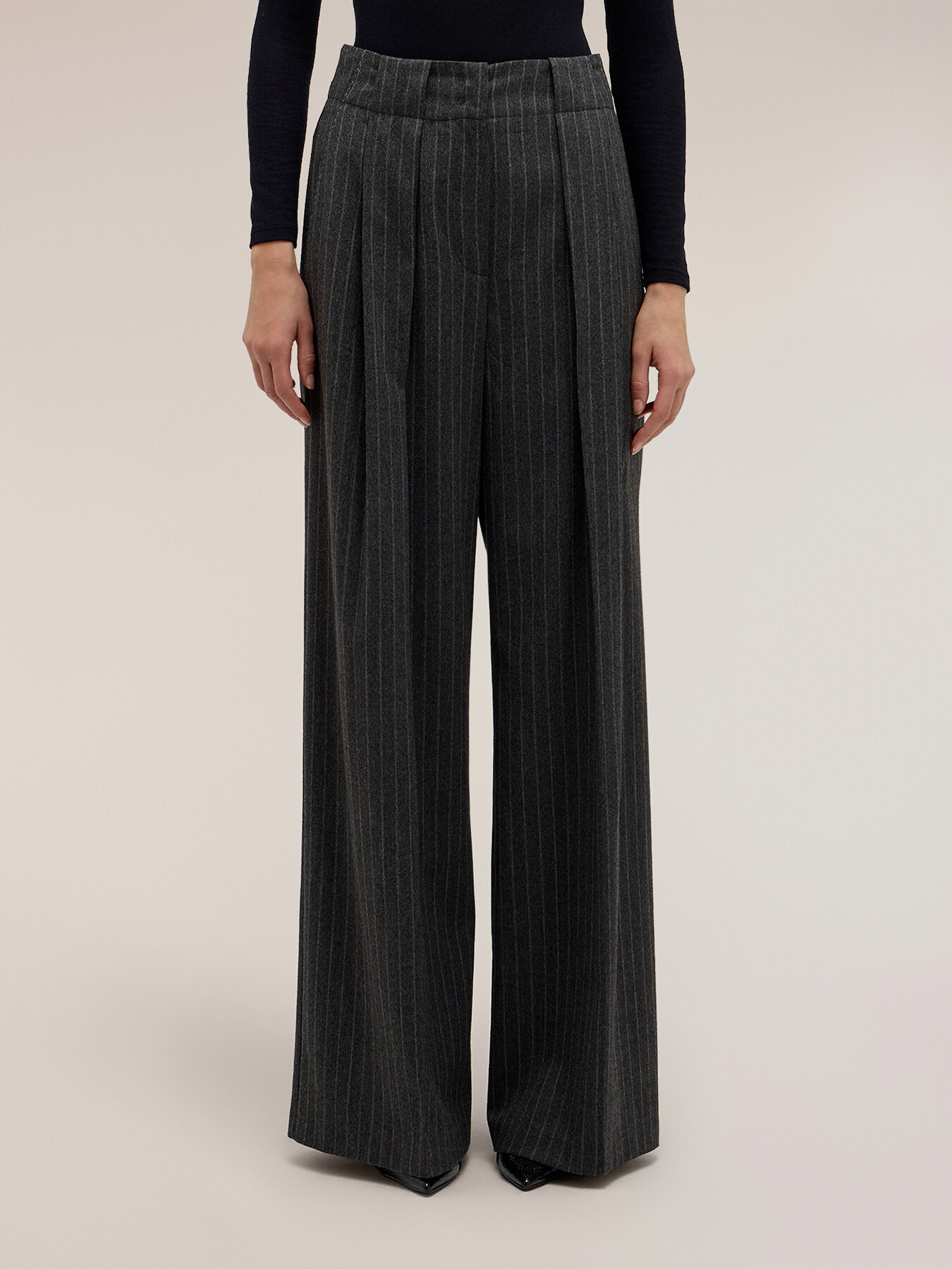 Pinstripe palazzo pants The Tailoring Lab image number 1