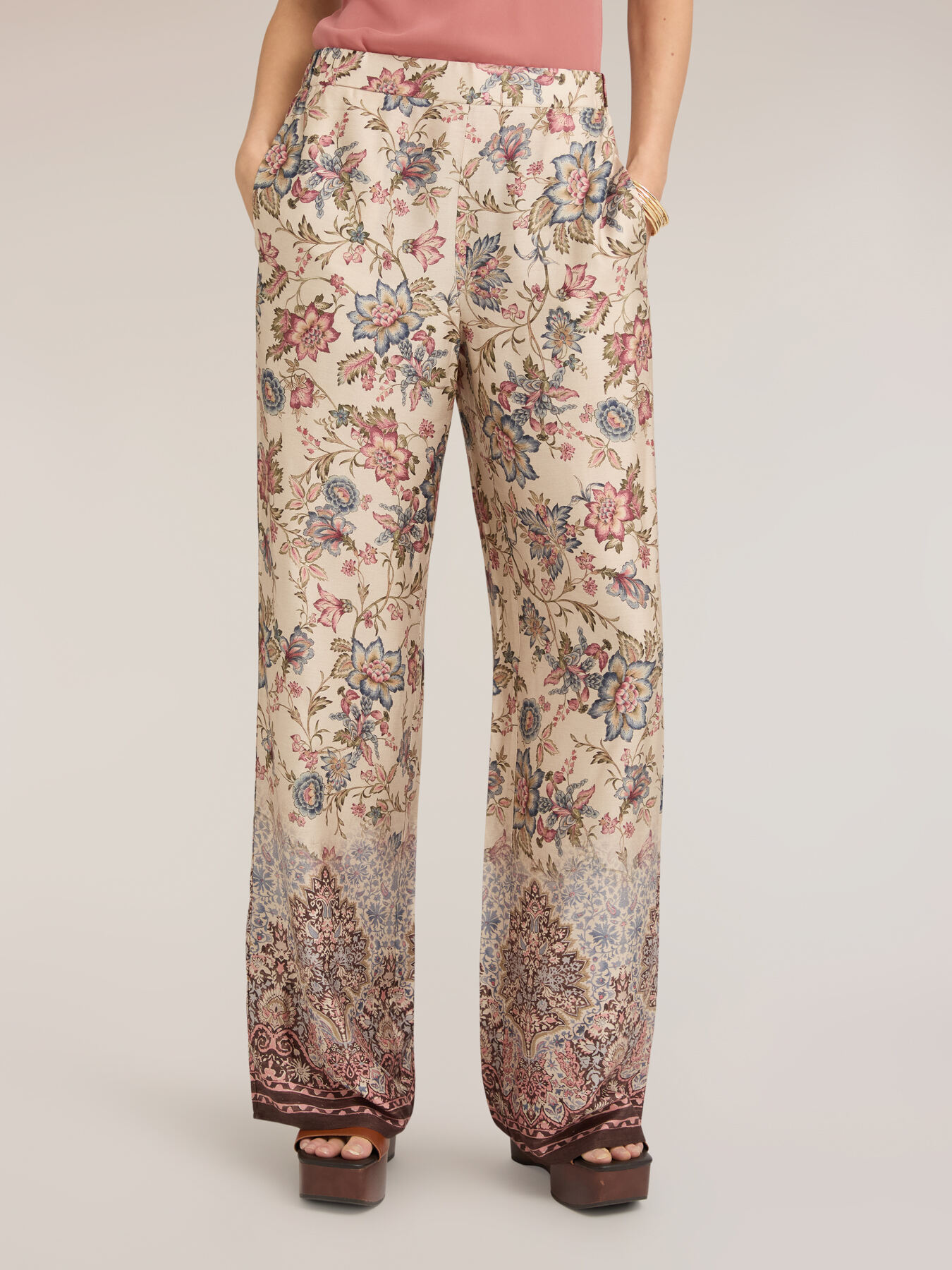 Palazzo pants in viscose satin image number 0