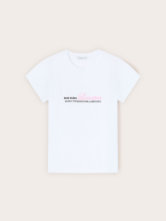 T-shirt en jersey avec inscription brod&eacute;e