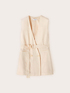 Double-breasted linen blend vest with belt image number 4