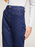 Double love patterned high waist flare jeans image number 2