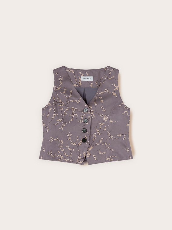 Chaleco en sarga de viscosa con estampado de flores
