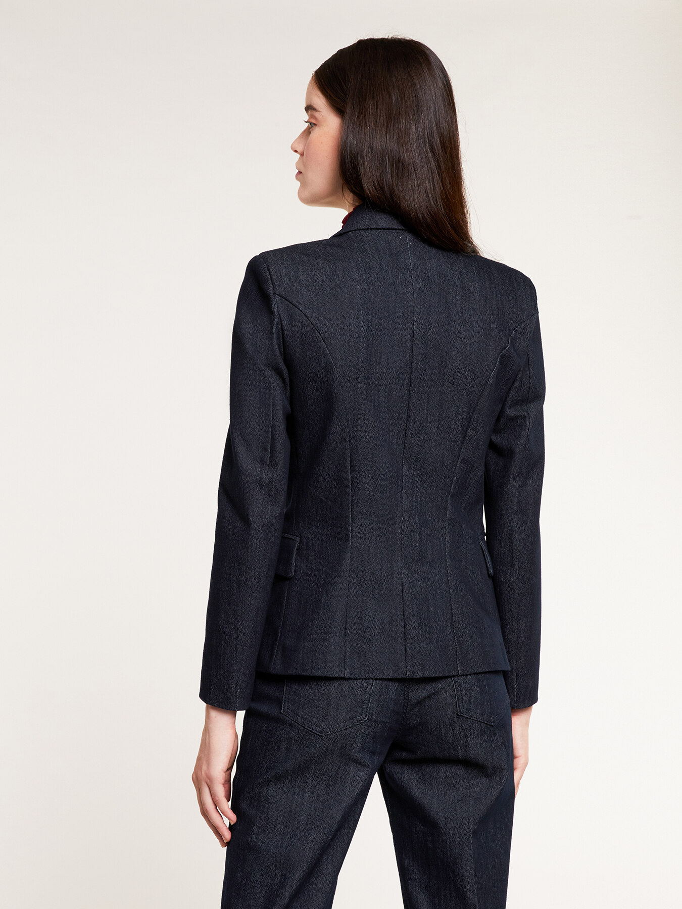 Giacca blazer in denim blu rinse image number 1