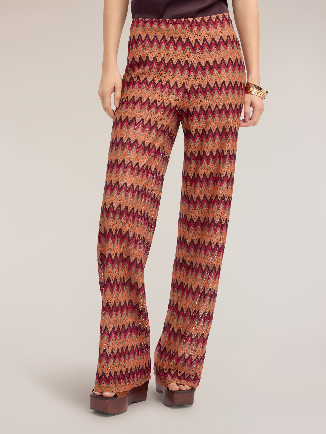 Chevron knit palazzo pants image number 2